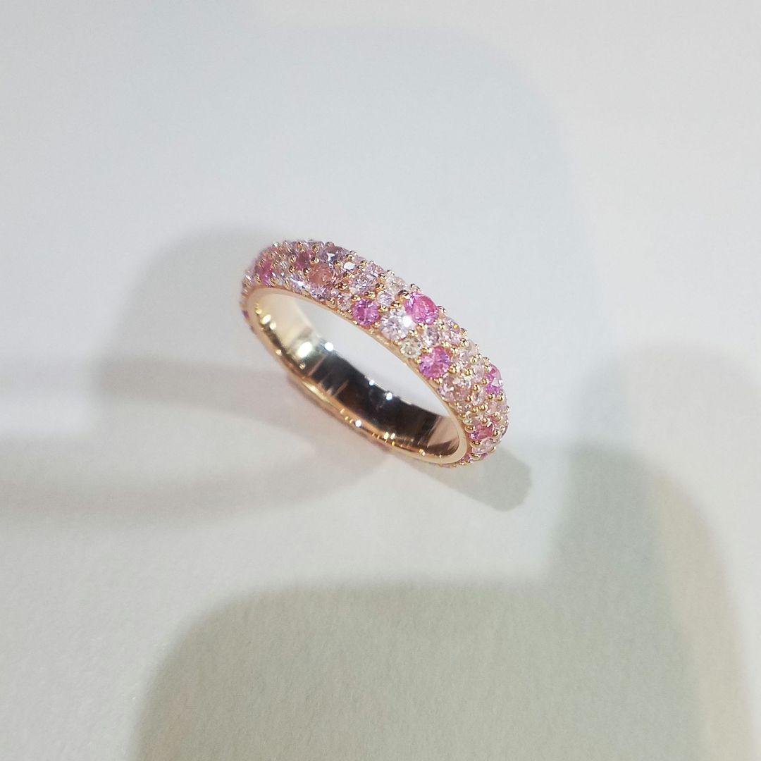 専用！最高級ソナダイヤ&人工ピンクサファイア　パヴェフルエタニティ 8.5号