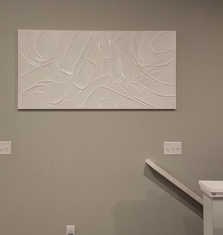 新品未使用 大きめアート 絵画 インテリア海外 白 抽象画 モダン ホテル