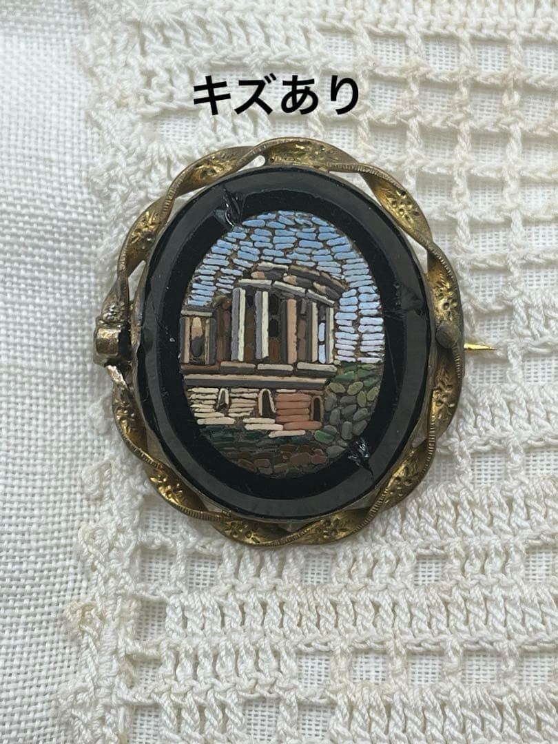 19世紀 イタリアアンティーク マイクロモザイク ブローチ