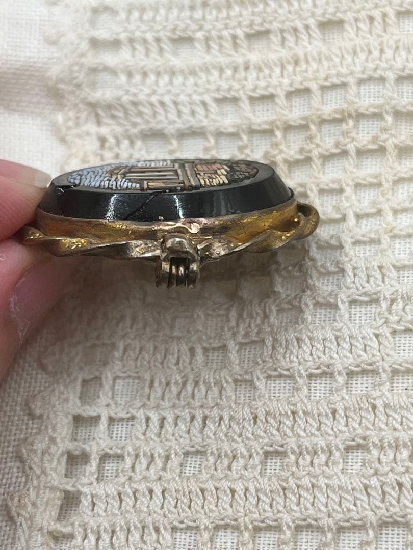 19世紀 イタリアアンティーク マイクロモザイク ブローチ