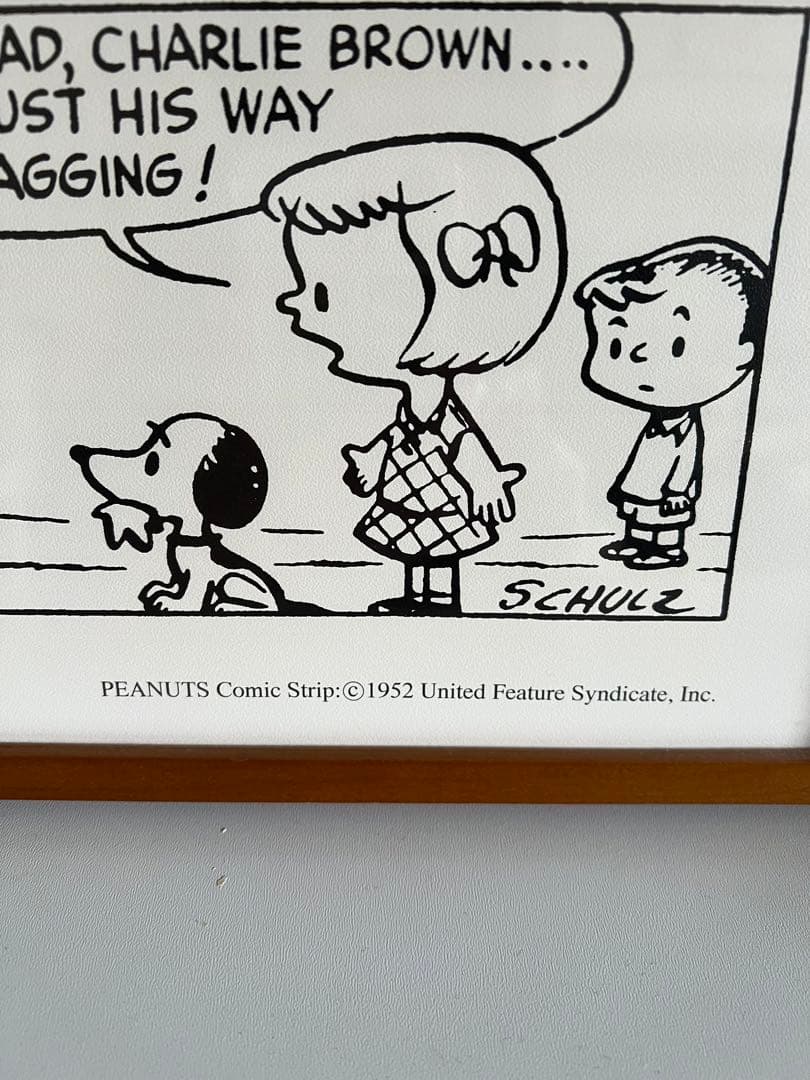 1952年　ヴィンテージ　ピーナッツ　スヌーピー コミックポスター額装(大)