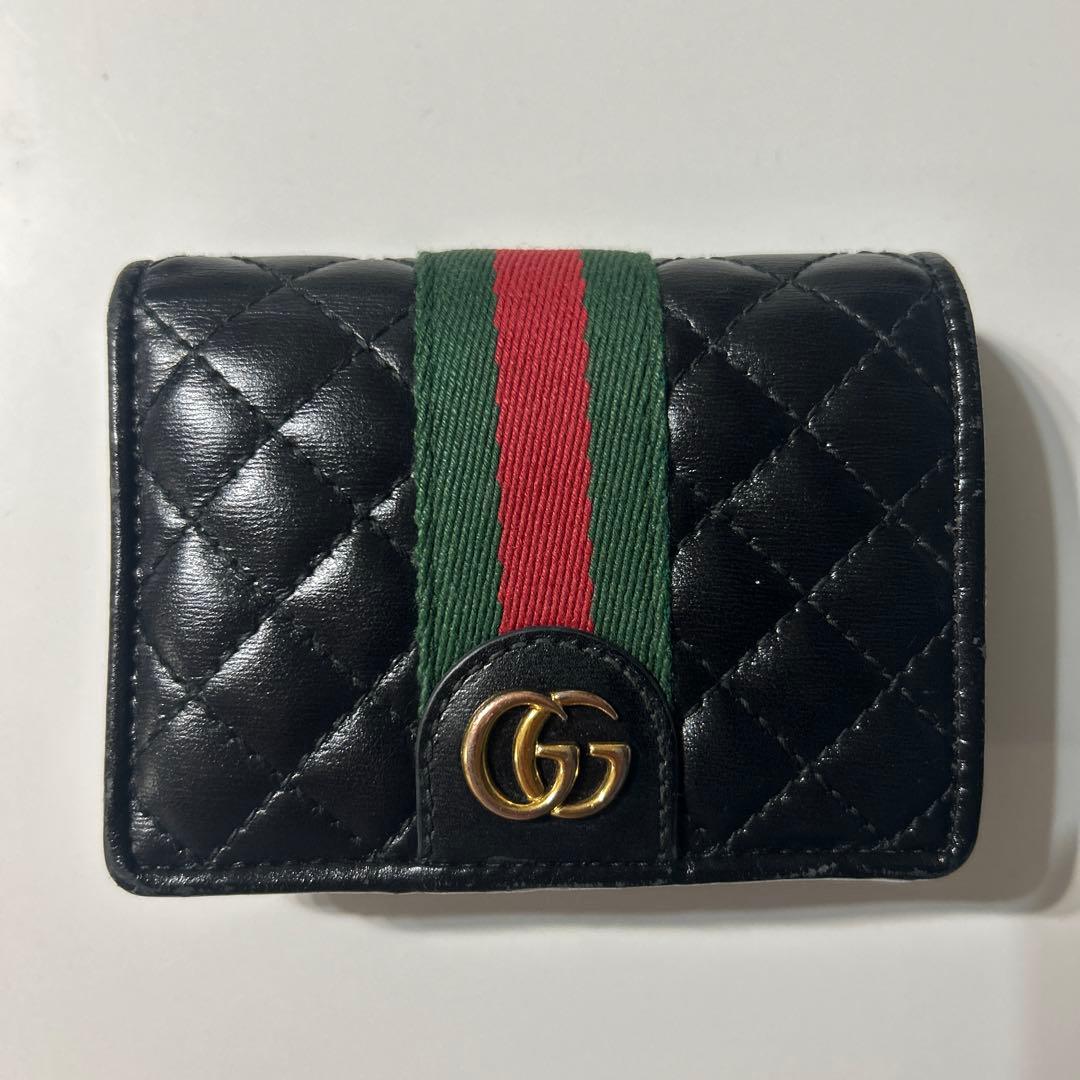 Gucci【正規品】 二つ折り財布 オフディアブラック キルティング