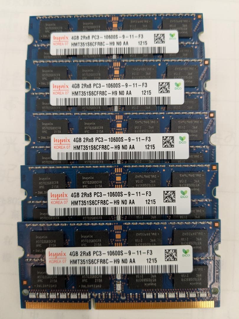 5枚Hynix 4GB PC3-10600S HMT351S6CFR8C-H9