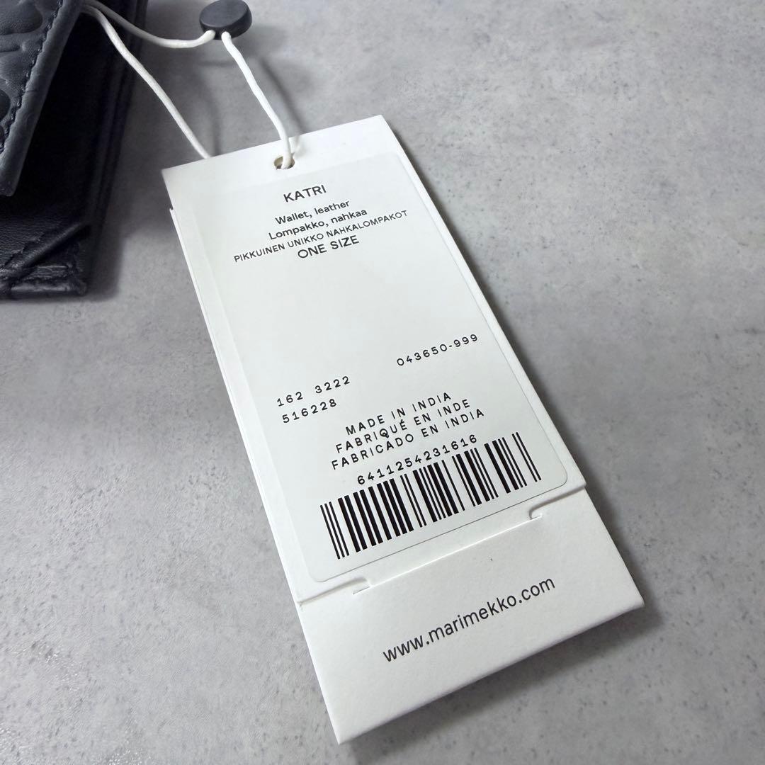 マリメッコ marimekko カトリ 二つ折り財布 ウニッコ レザー 黒 新品