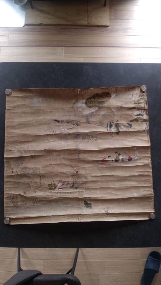 まくり　日本画　江戸時代　道中風景　紙本彩色