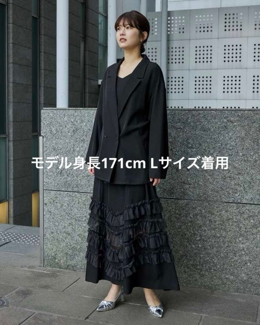 トランスペアレントヘムセットアップドレス