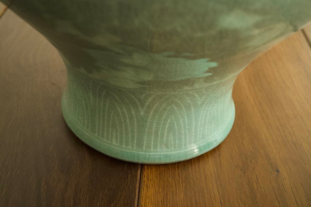 【美品】高麗青磁 唐草紋様 大壺33cm