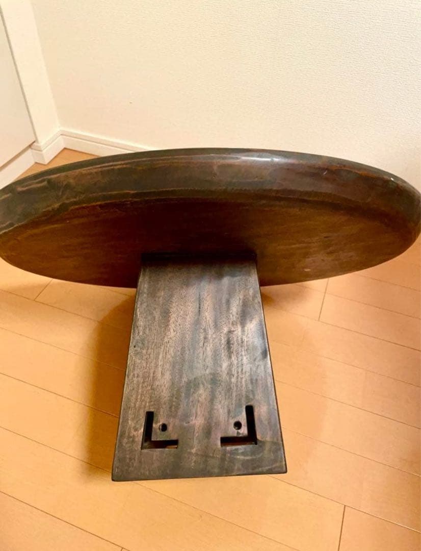 アジアン　ローテーブル　木製円形座卓