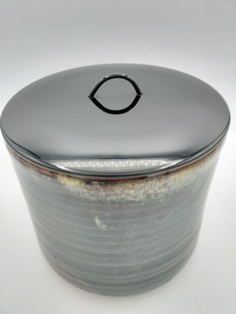 c207 一重口水指 染付瀬戸釉 宇田佐平 木箱 茶道具 古物