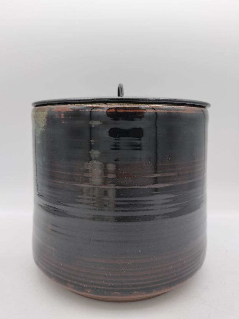 c207 一重口水指 染付瀬戸釉 宇田佐平 木箱 茶道具 古物