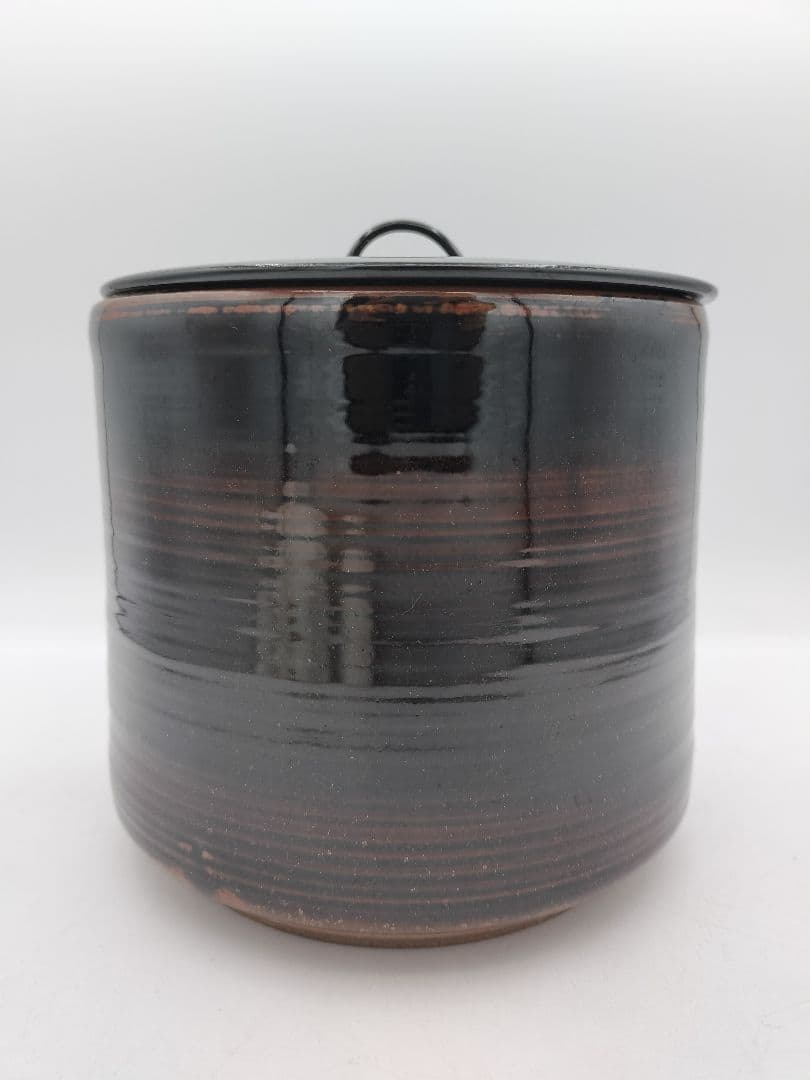 c207 一重口水指 染付瀬戸釉 宇田佐平 木箱 茶道具 古物