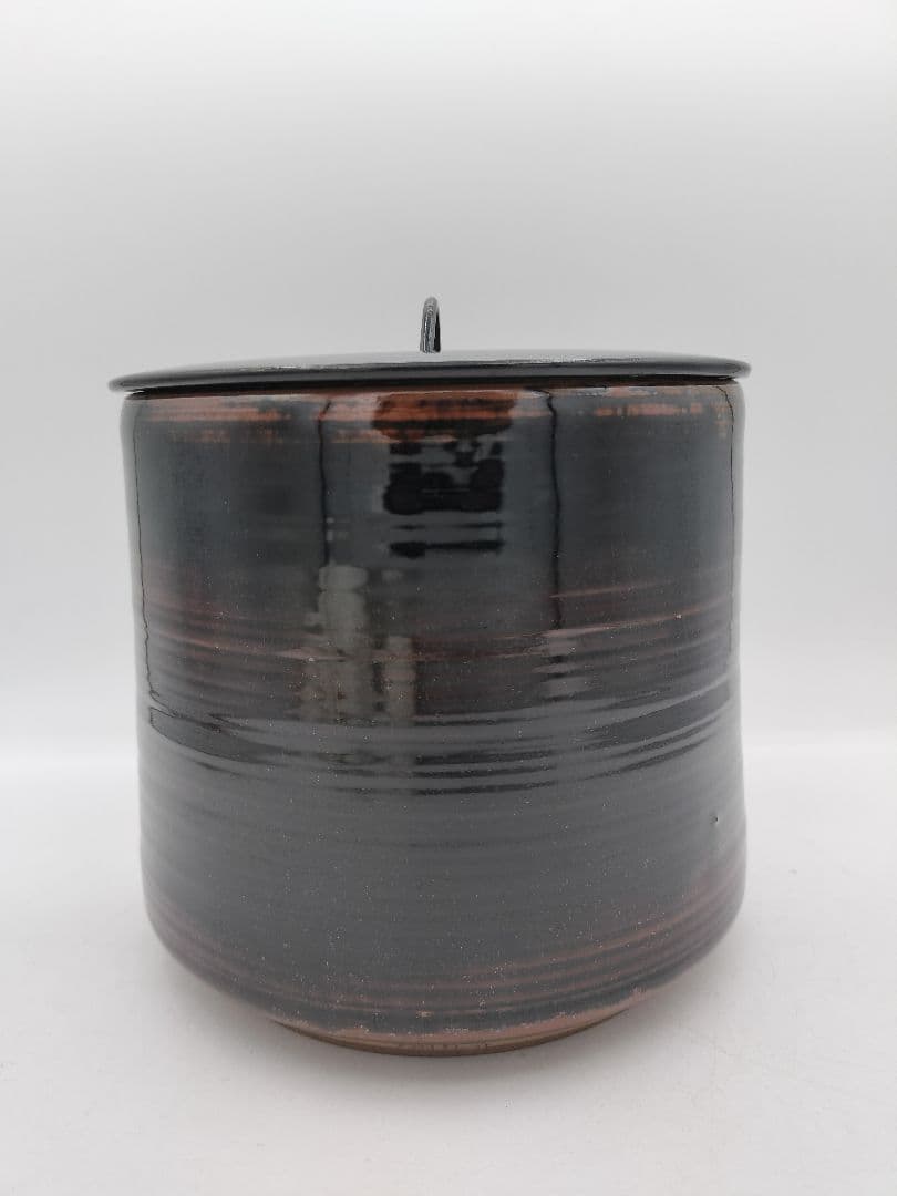 c207 一重口水指 染付瀬戸釉 宇田佐平 木箱 茶道具 古物