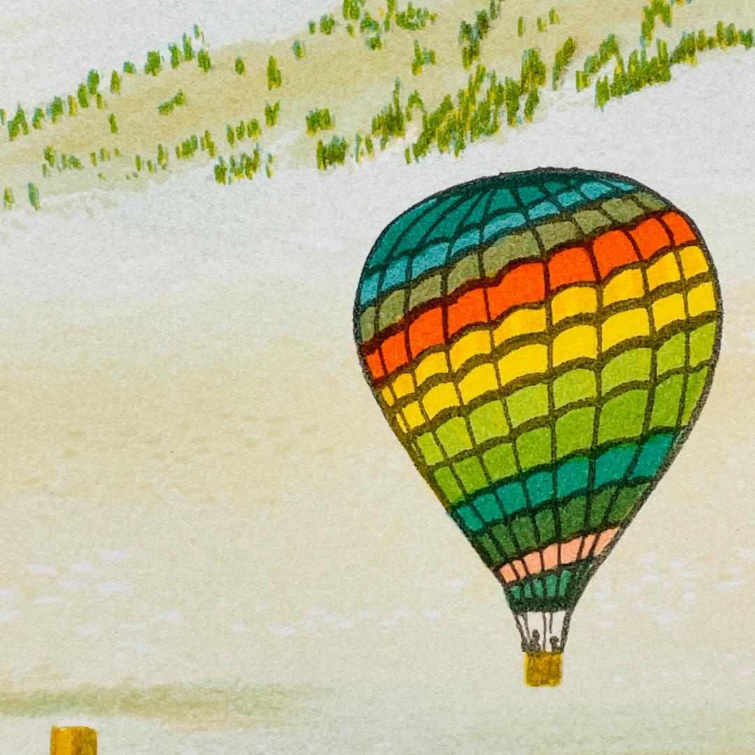 真作保証 ファンシュ・ルダン『ロッキー山脈の熱気球』大作 画寸h50×w65cm