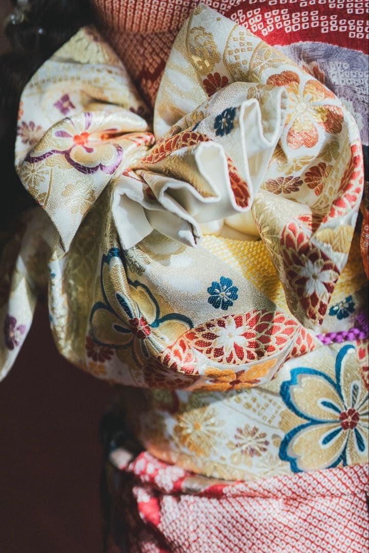 総絞り　桜　熨斗　振袖　成人式　フルセット　正絹　赤