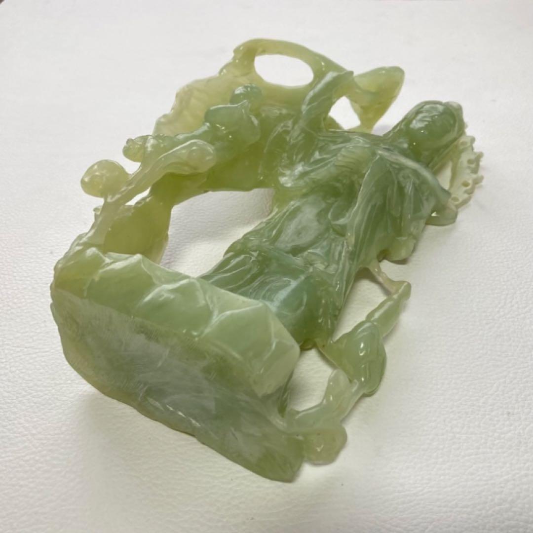 翡翠 観音菩薩 仏像 置物 彫刻 工芸品 美術品 骨董 レトロ