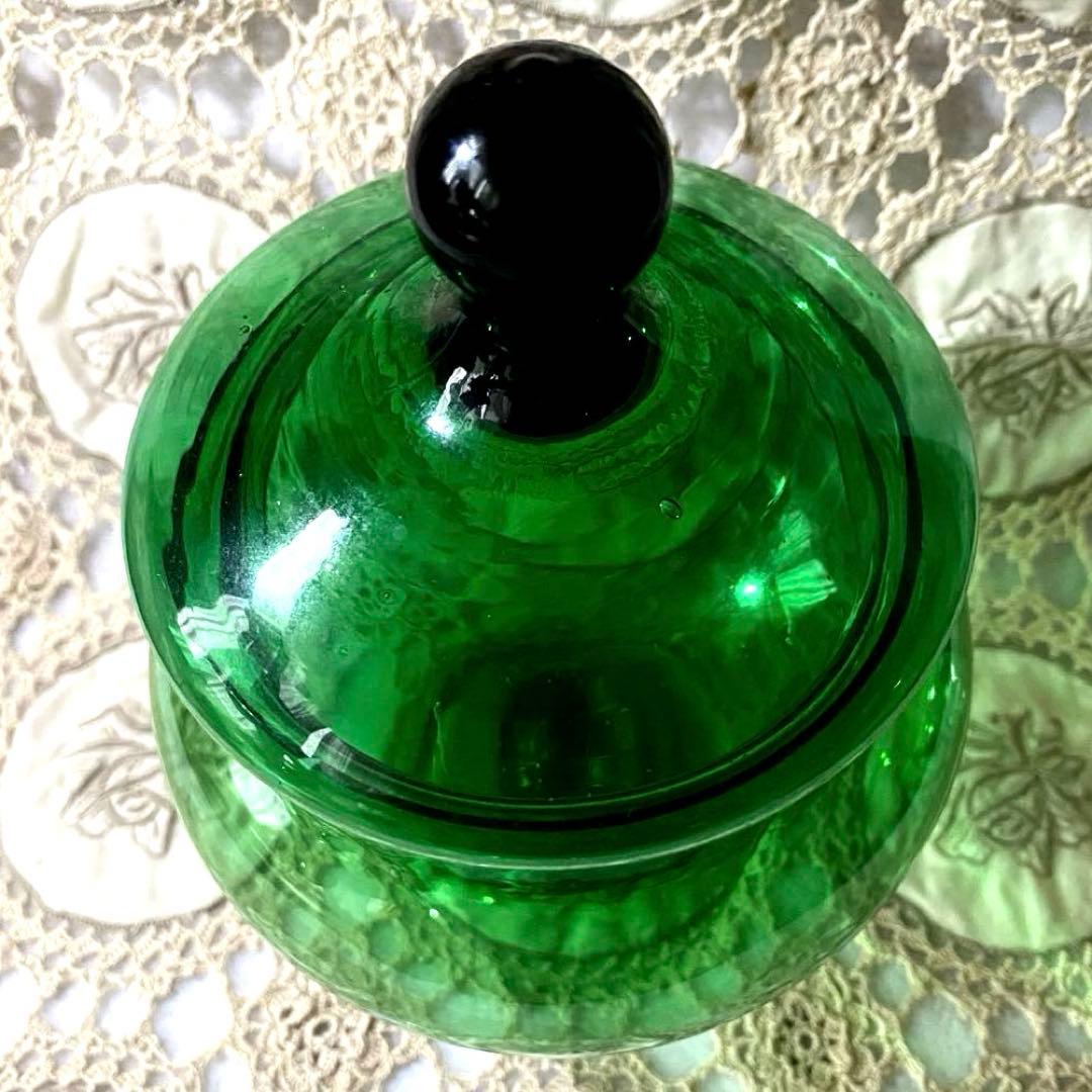 魔女の薬瓶　ヴィンテージ・エンポリベルデガラス　ボンボニエール・キャンディポット