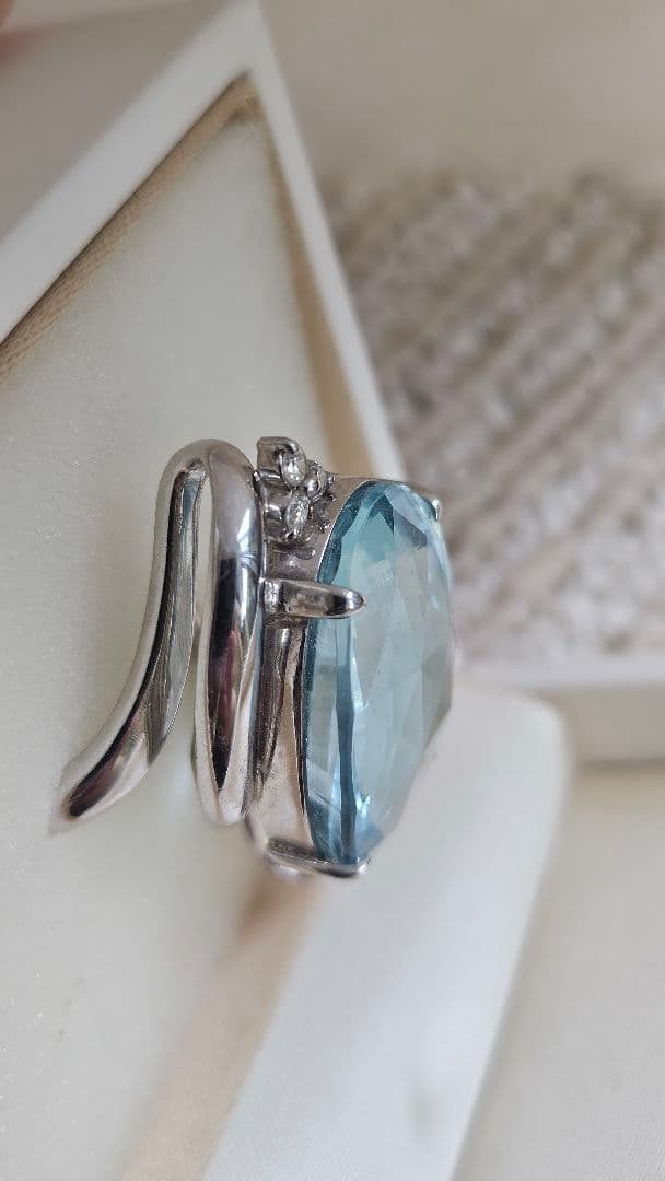 大粒アクアマリンリング 24.44ct pt900 指輪 高級ジュエリー 希少