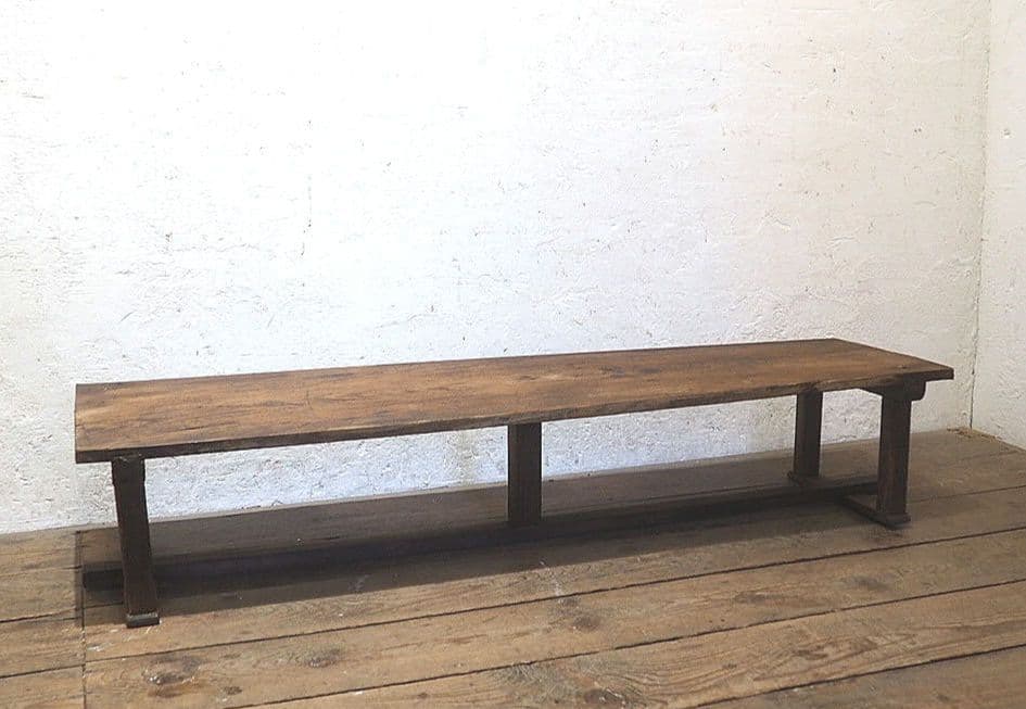 1351　レトロな長テーブル　文机　陳列台　展示台　ローテーブル　古家具　古道具