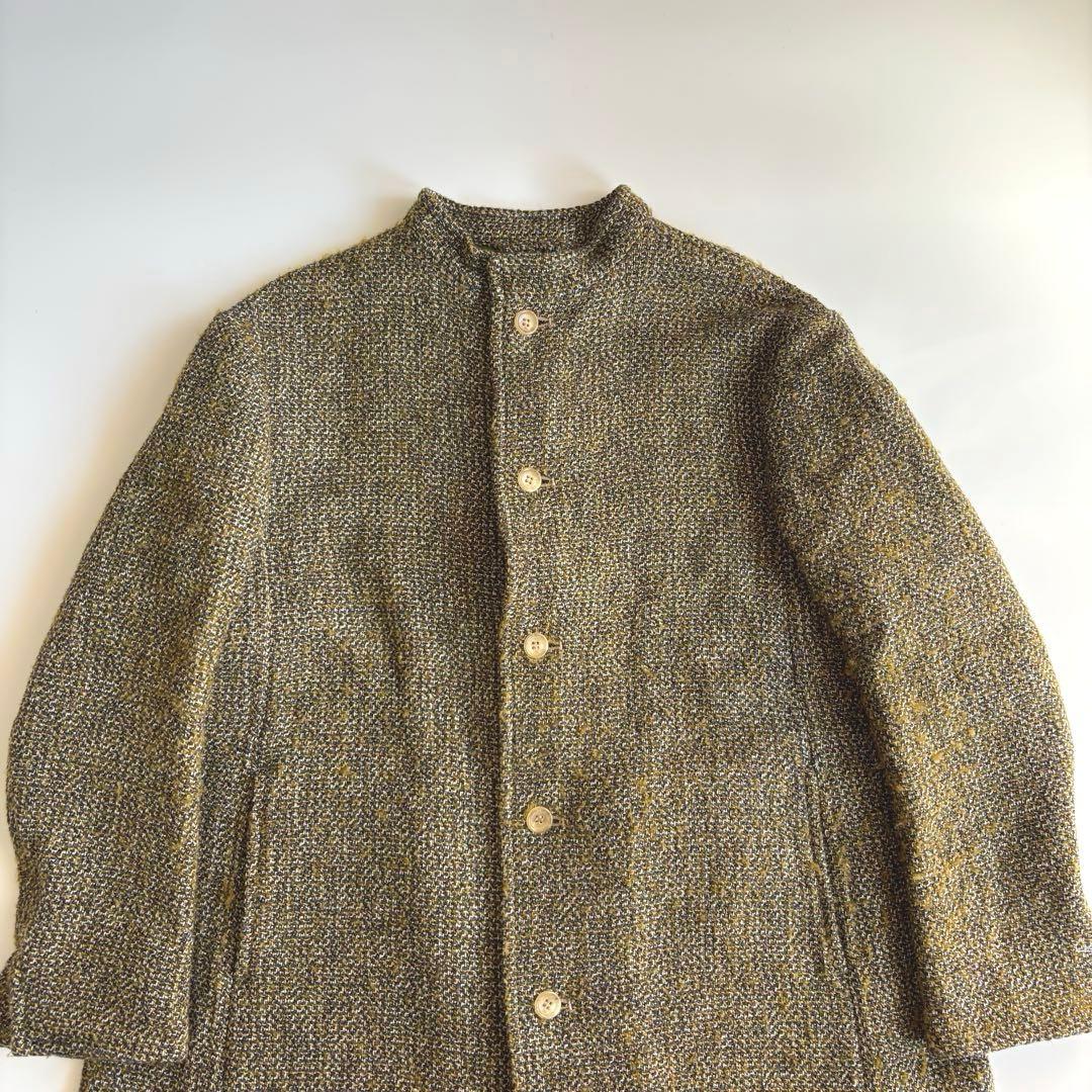 45R 45r アーミッシュ ツイード ロング コート ウール グリーン系 現行