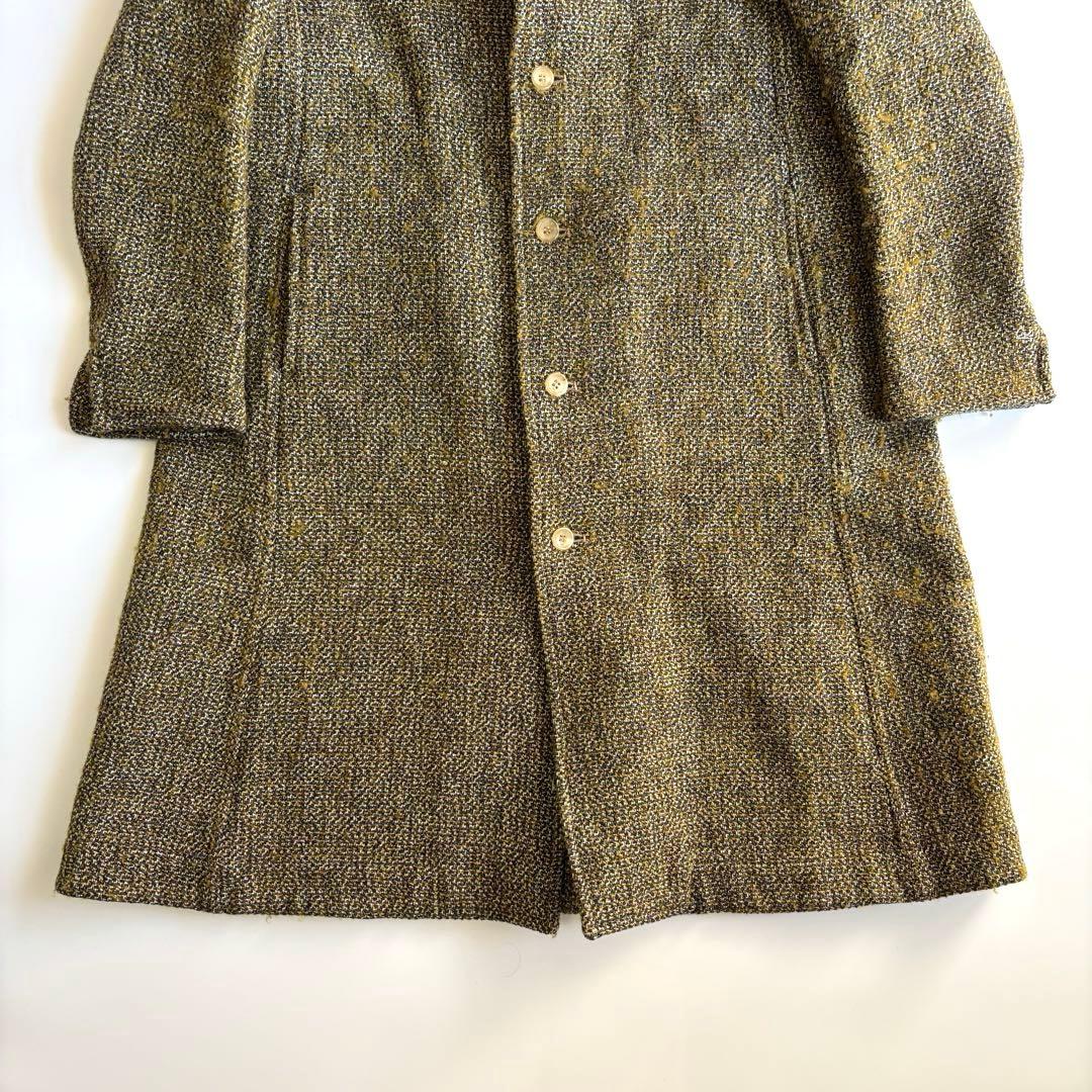 45R 45r アーミッシュ ツイード ロング コート ウール グリーン系 現行