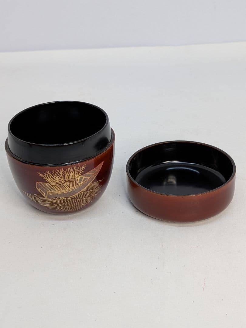 ☆b737、薄茶器（棗）薄茶用の抹茶 容器 川端近左の柴舟蒔絵