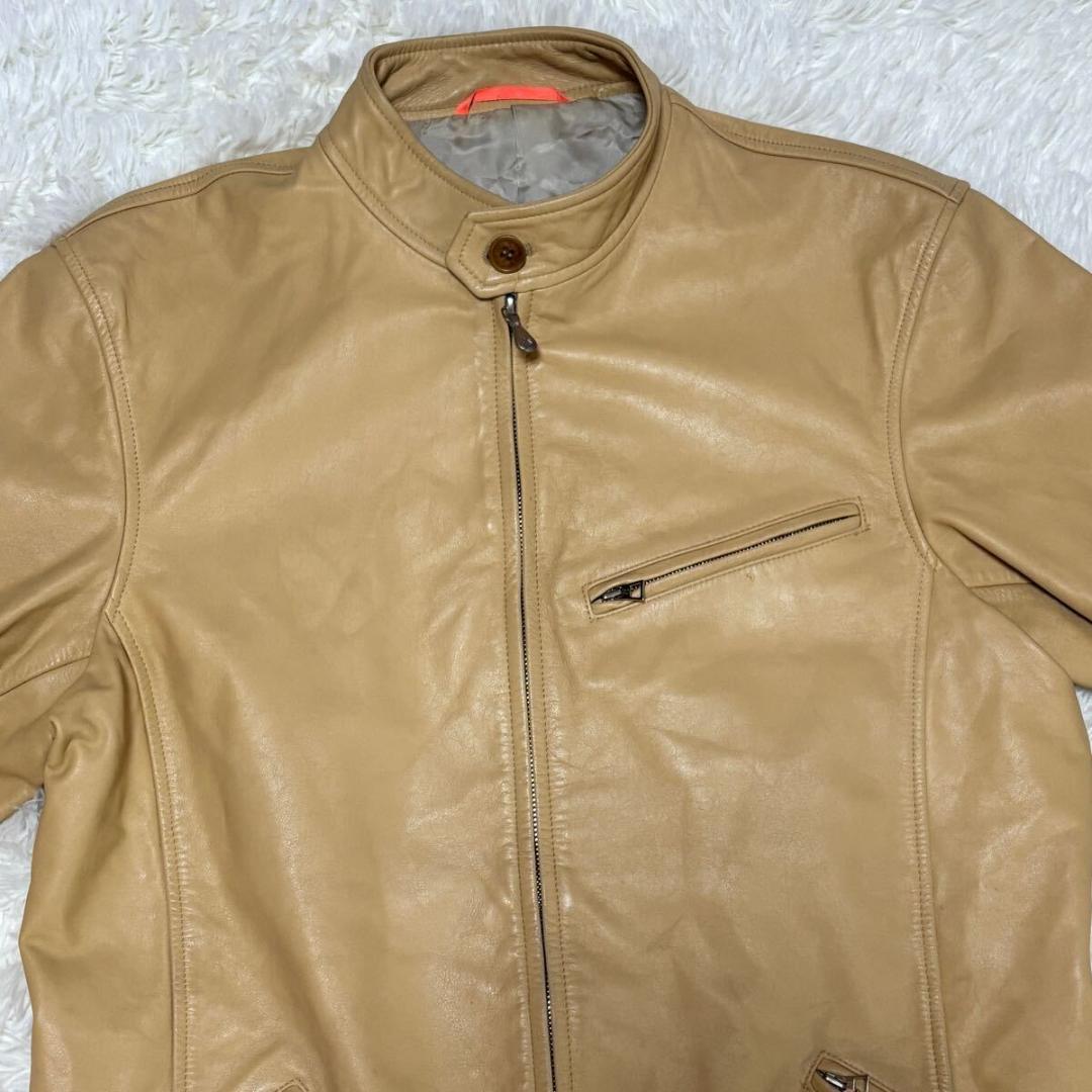 【美品】Lサイズ ポールスミス 牛革カウレザー シングルライダースジャケット
