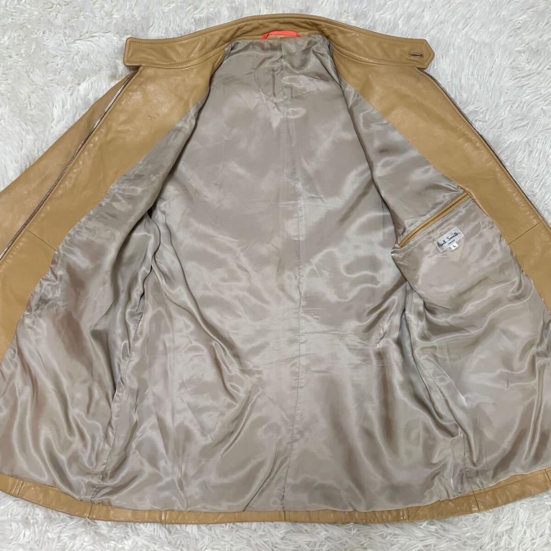 【美品】Lサイズ ポールスミス 牛革カウレザー シングルライダースジャケット