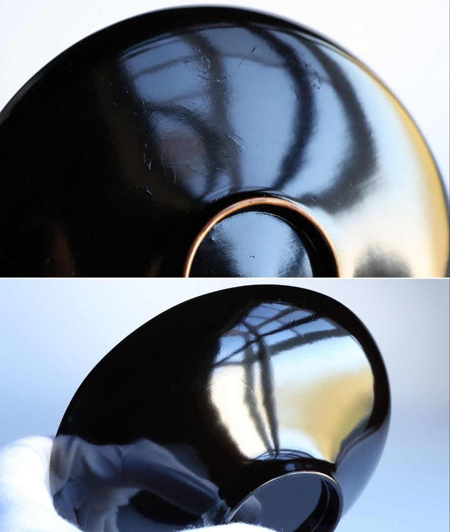 【CM352】時代蒔絵椀 竹に鶏金蒔絵 平椀二客 木製 /(検) 輪島塗加賀能登