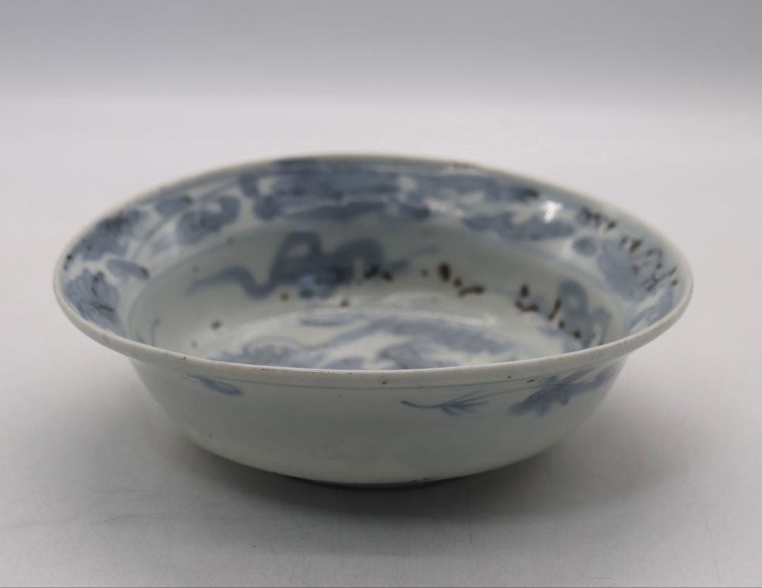 中国　明時代　染付　鳳凰牡丹紋お碗　アンティーク　送料込み250105