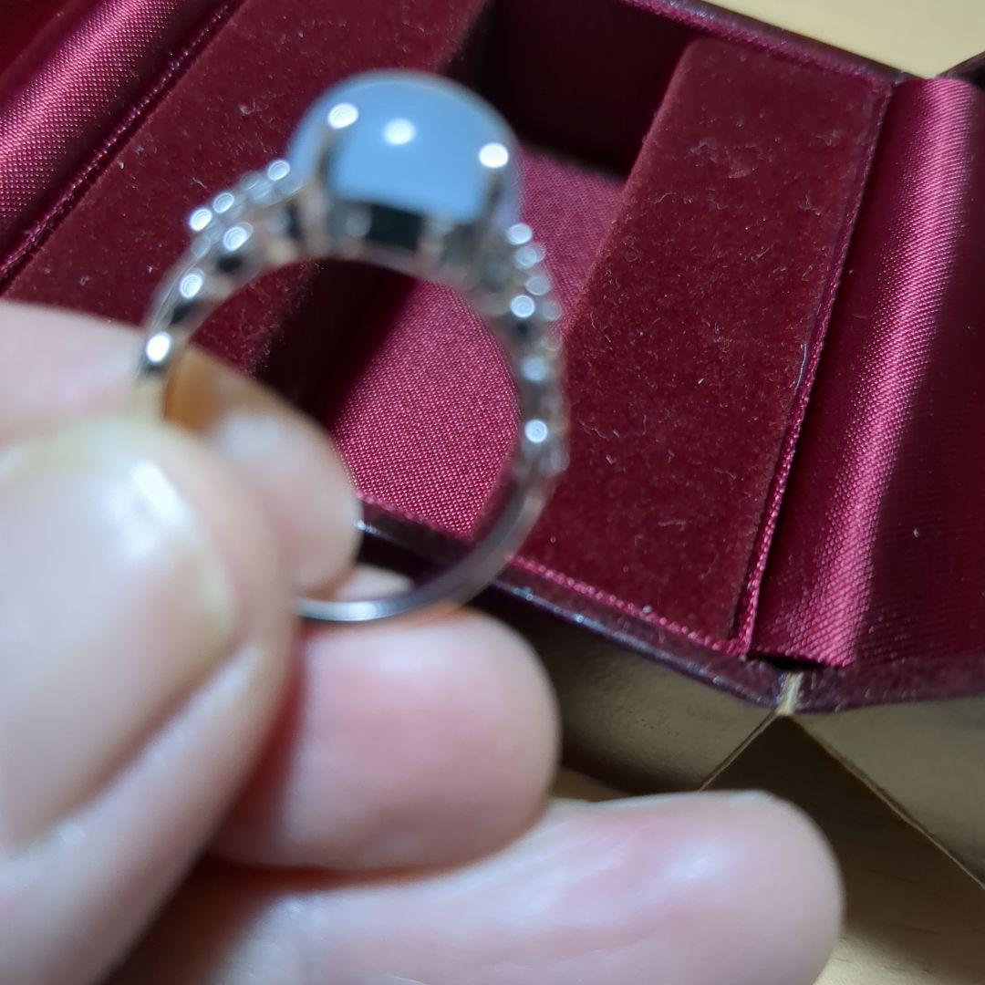 青色ストーンK18ホワイトゴールド