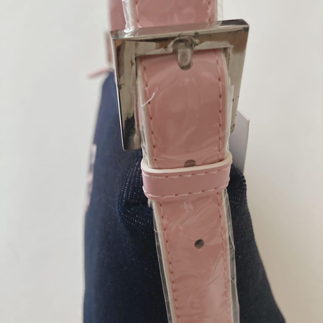 稀少☆未使用 クレージュ ショルダーバッグ デニム ヴィンテージ ロゴ ピンク