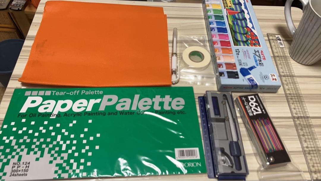 ▲2-5▲比治山女子　美術　絵の具セット　習字筆　美品