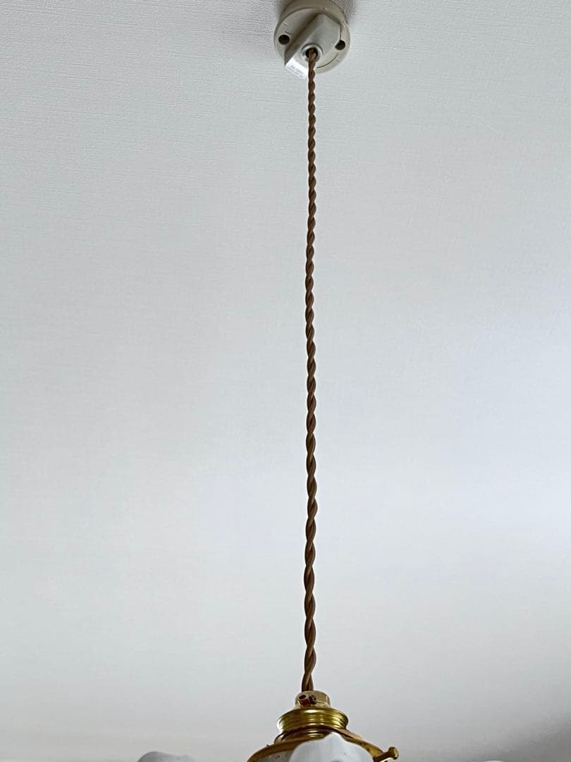 【美品】フランスアンティーク フリルシェード ランプ すりガラス [3526]