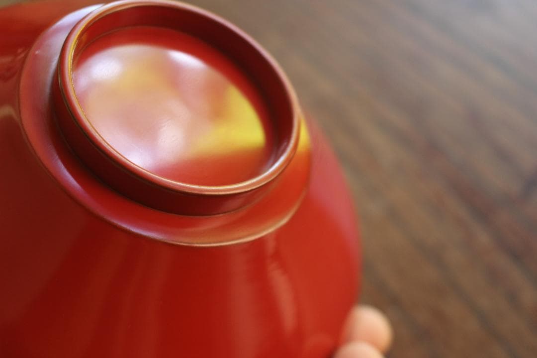 デッドストック！極上金縁朱漆に優美な波千鳥蒔絵のお椀2点（検輪島塗蒔絵椀雑煮椀