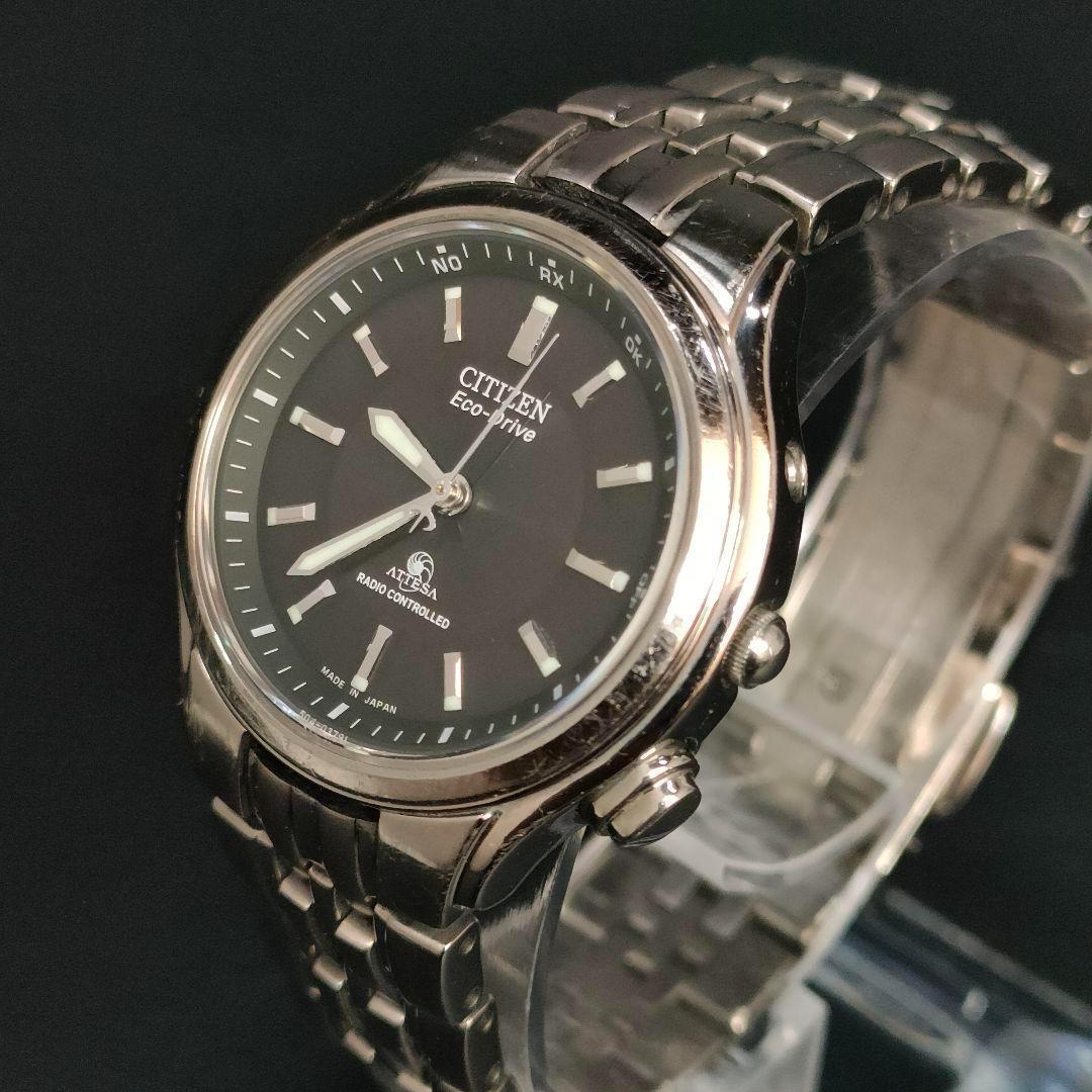 美品　CITIZEN　シチズン　アテッサ　ブラック　シルバー　ソーラー　腕時計
