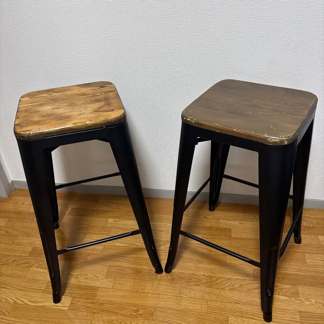 木製スツール2脚セット