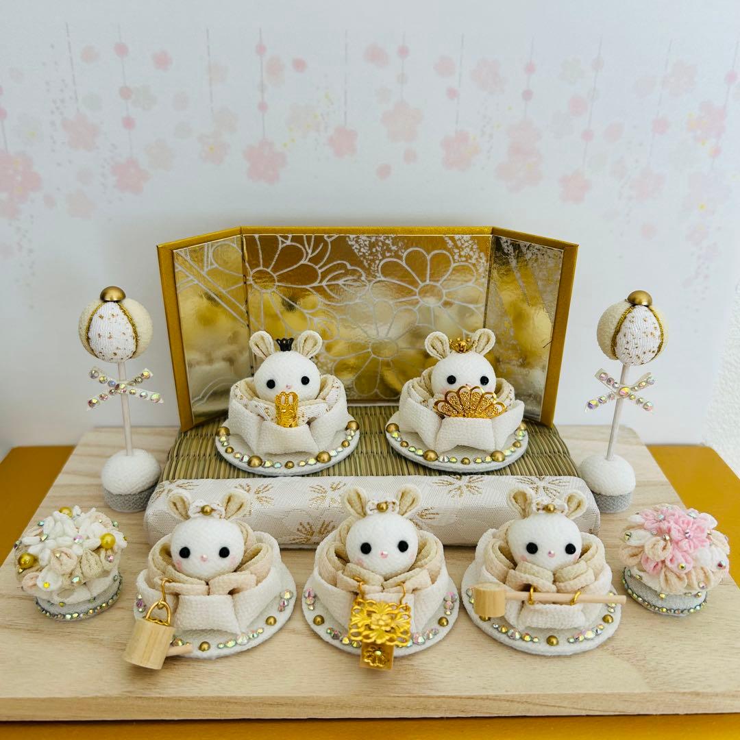 Rkmn様　ハンドメイド　雛人形　お雛様　リバティ　つまみ細工　おしゃれ　うさぎ