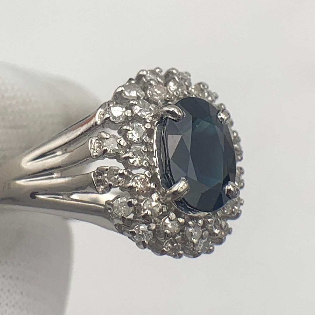 天然サファイアダイアリング 1.01ct/0.20ct PT900 10号