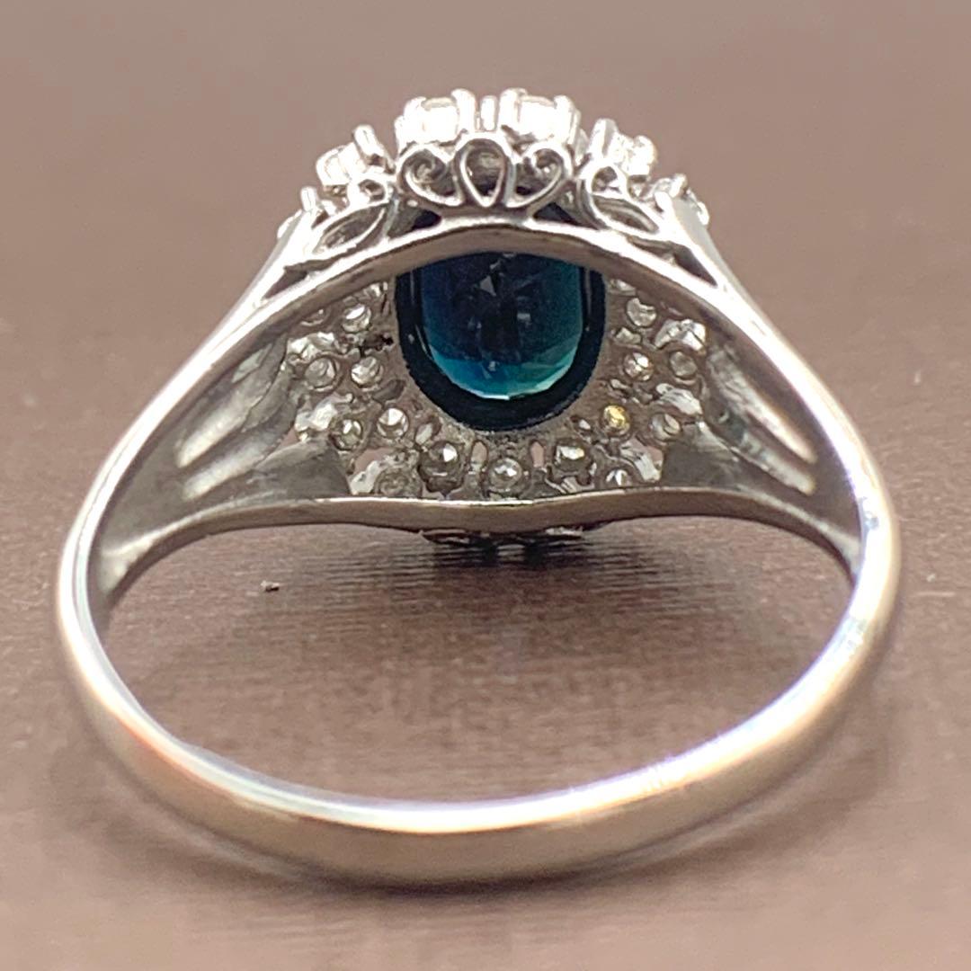 天然サファイアダイアリング 1.01ct/0.20ct PT900 10号