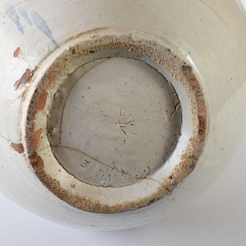 朝鮮美術　李朝　高麗白磁　染付　花文　壺　V　R7906C