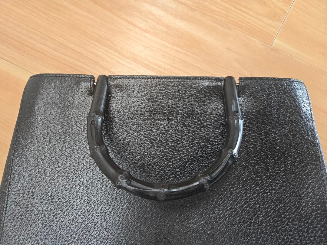 美品 希少品 GUCCI グッチ バンブー レザー 本革 ブラック 黒