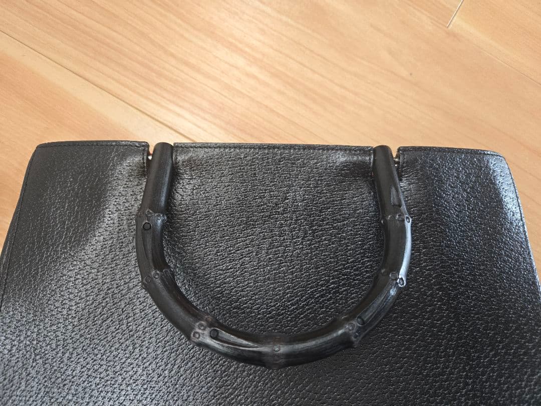美品 希少品 GUCCI グッチ バンブー レザー 本革 ブラック 黒