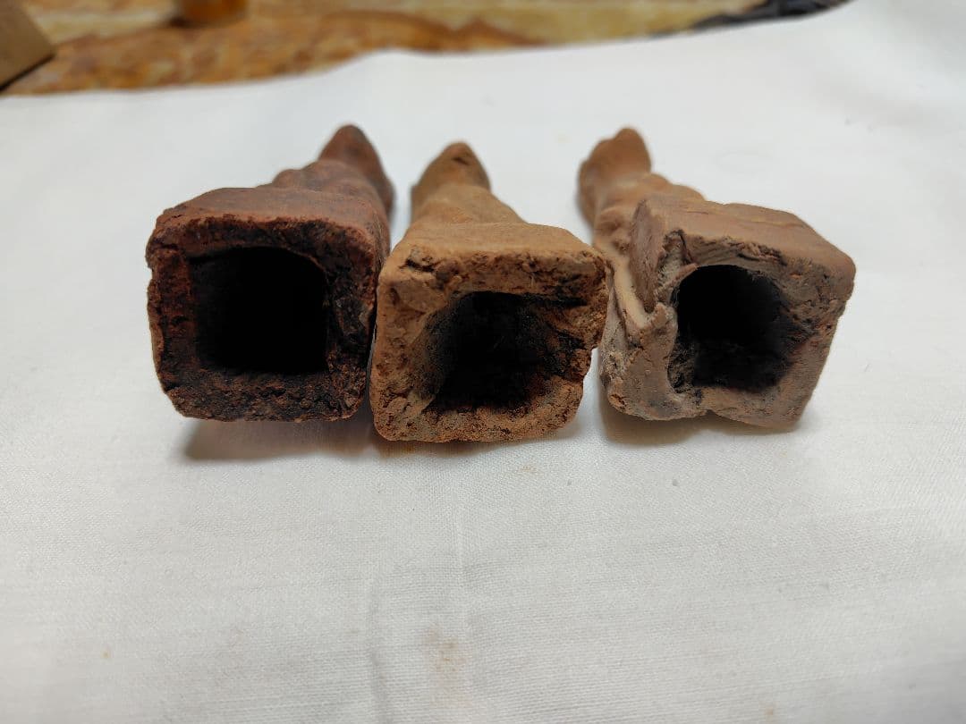 鉄砲狐3体　古道具　陶人形　土人形　アンティーク　鉄砲狐　今戸焼　稲荷　素焼