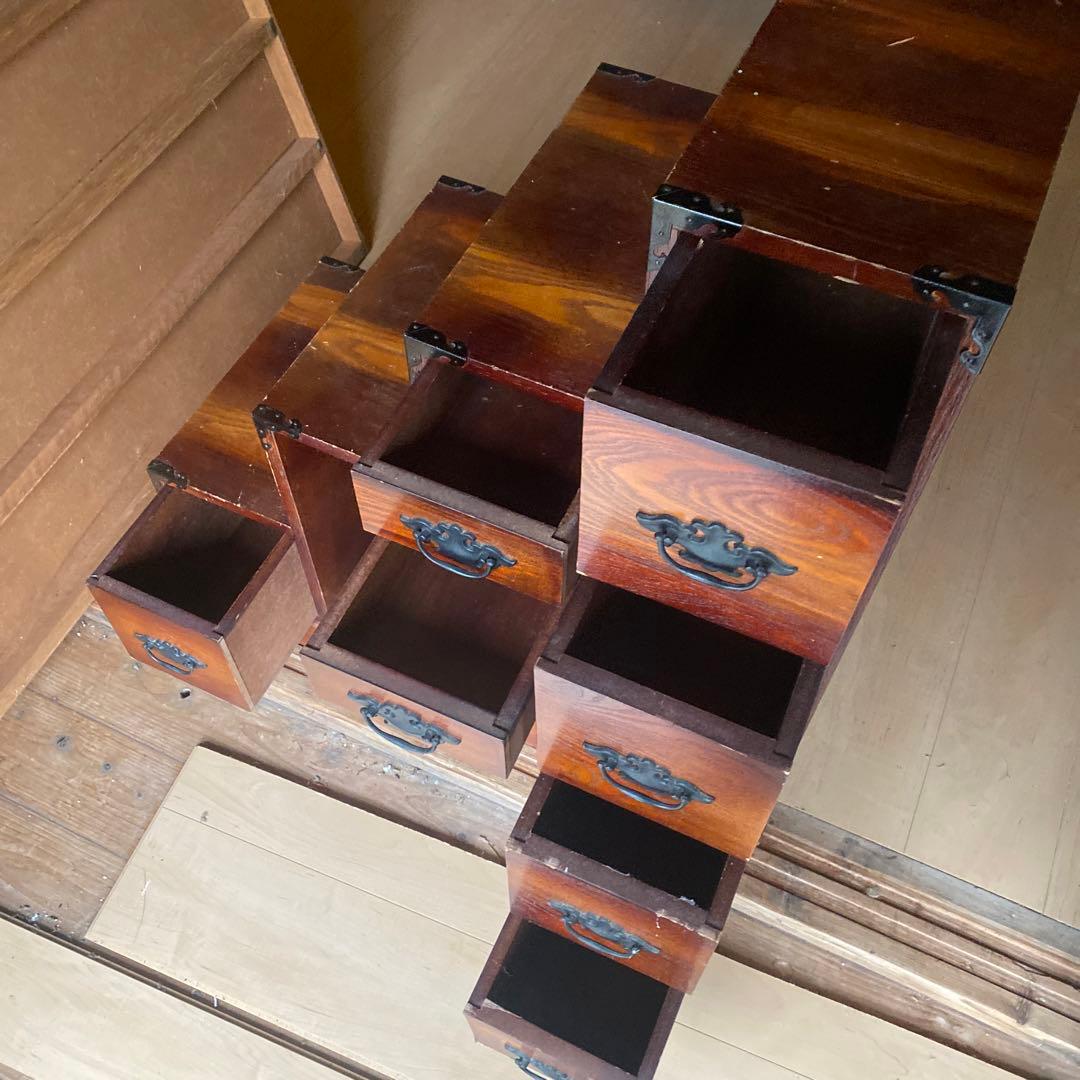 木製階段状引き出しタンス