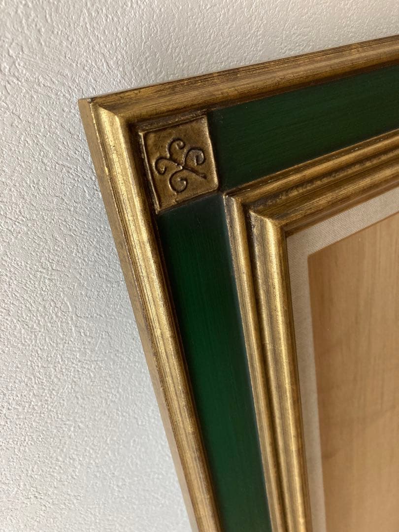 油絵・日本画用額縁　金と緑　角紋模様