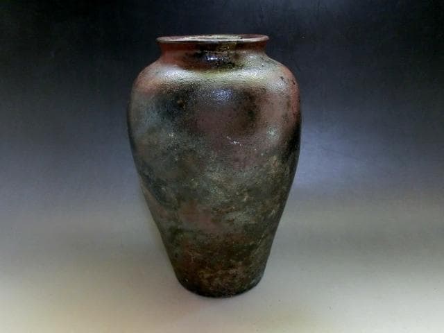 壷●古備前口広立ち瓶壺 古い備前焼き 江戸期 花瓶 花器 古美術 時代物 骨董■