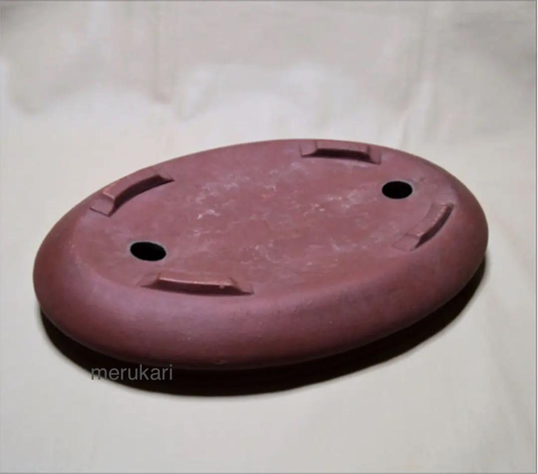 中国古盆器 紫砂 盆栽鉢 紫泥外縁楕円鉢 東寳公造 /蔵出し/唐物/古玩/骨董