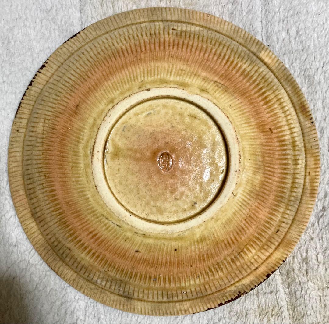 江戸時代 明治初期 黄瀬戸織部 行灯皿 燈り皿 飾皿 石皿