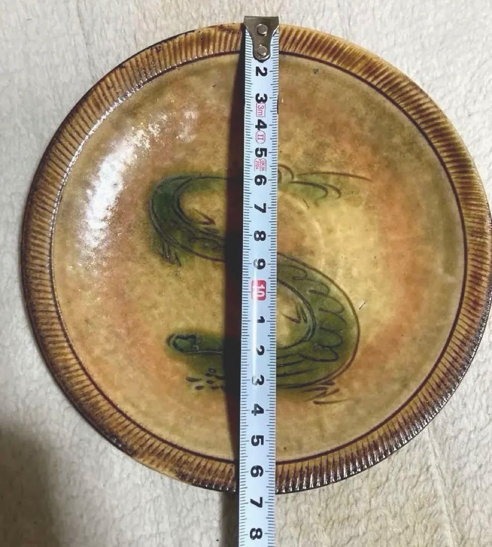 江戸時代 明治初期 黄瀬戸織部 行灯皿 燈り皿 飾皿 石皿