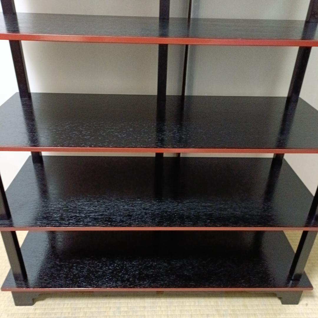 K103 水谷棚 配膳棚 柿合塗 組立式 五段 懐石道具 茶道具